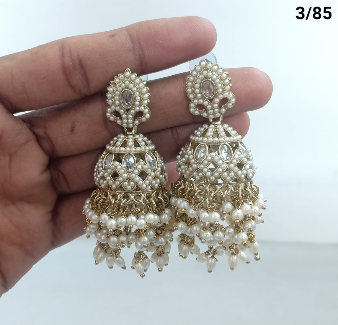 Ethnic Handcrafted Jhumka Earrings with Intricate Stone & Pearl Work – LucentEmarket